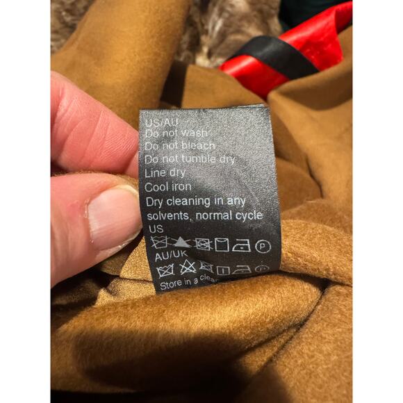 Goelia “Coffee Brown” Wrap Coat L 100% Wool Shell with Silk-Wool Texture, Belted - Picture 9 of 10